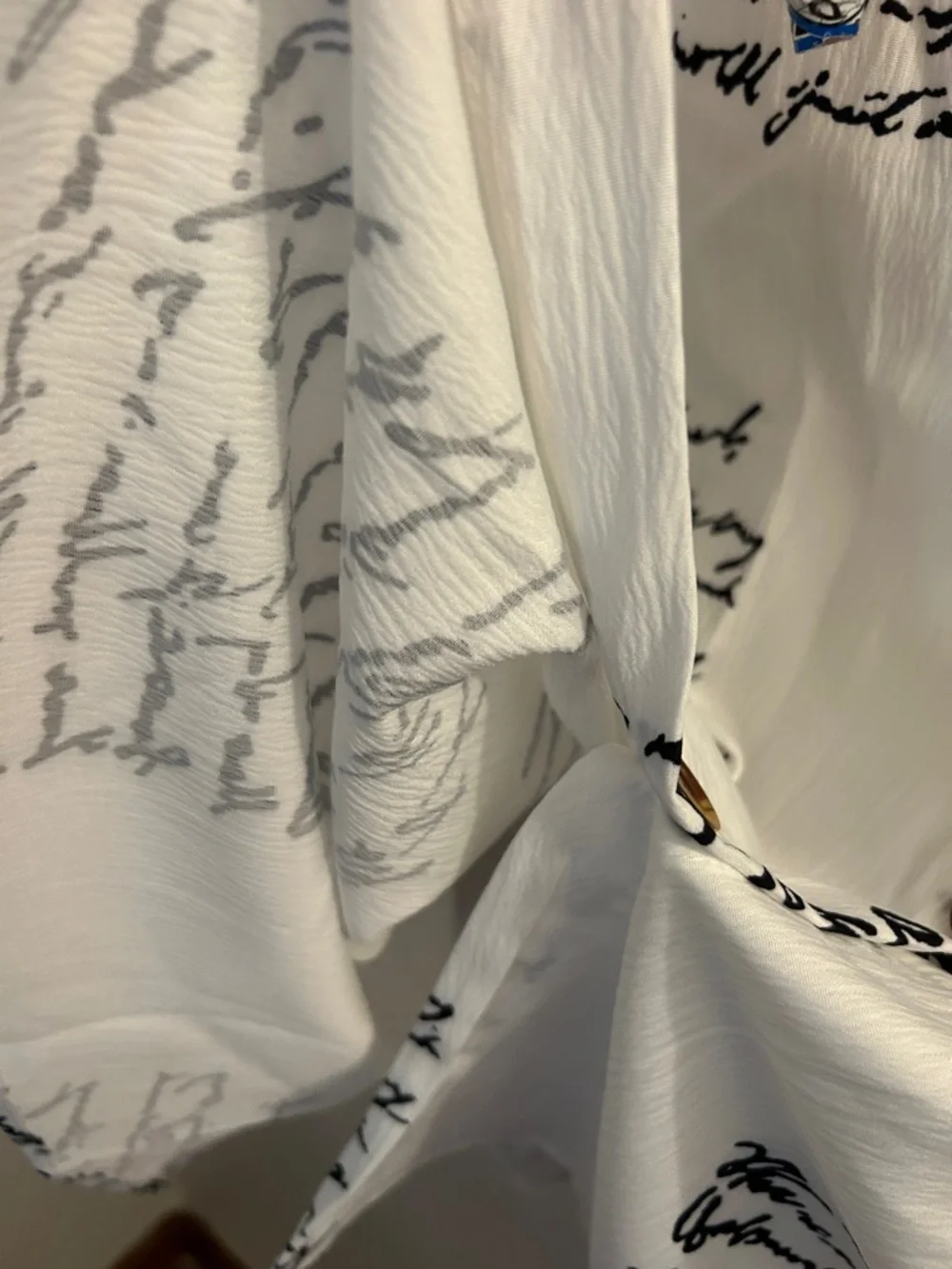 White Script Print Button-Front Maxi Skirt with lining - Picture 6 of 8